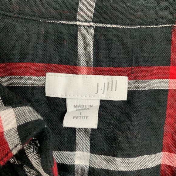 J Jill Shirt Womens Petite Large Multi Plaid Double Cloth Pearl Button Up Tunic - Picture 8 of 15